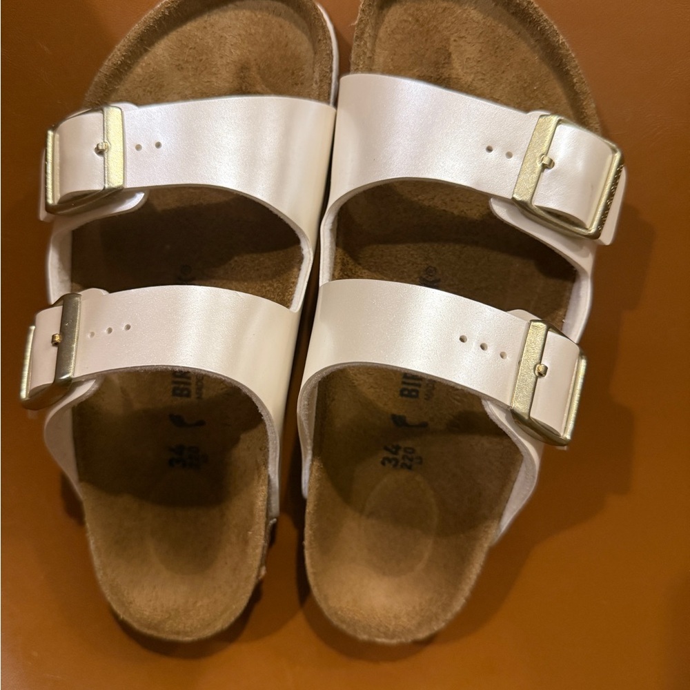 Birkenstock White Sandals with Adjustable Straps worn once!